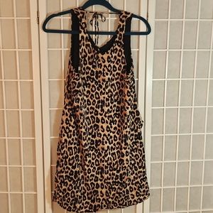 Francesca's Blue Rain Leopard Print Dress Size S